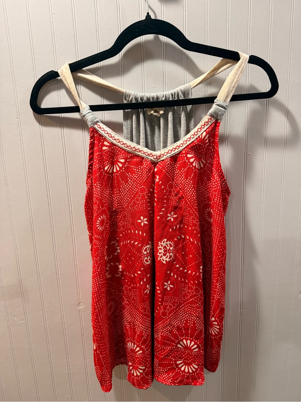 Rewind Red Bandana Print Tank Top with Cream Straps